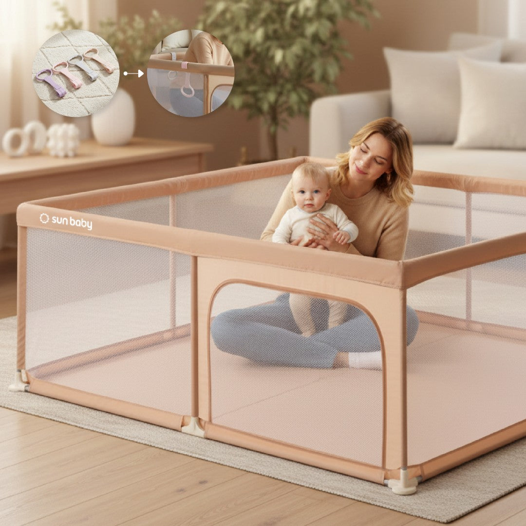 Kojec dla dziecka łóżeczko DUŻY PLAC ZABAW 150 x 200 x 68 cm + uchwyty do kojca ZESTAW