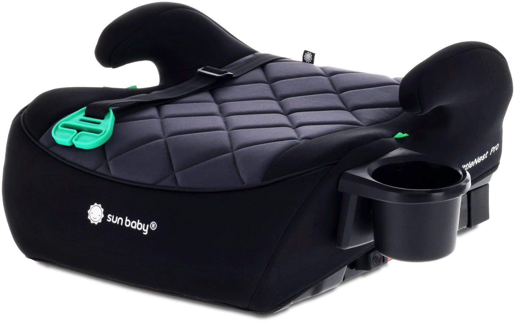 Podstawka samochodowa Fotelik Booster Siedzisko samochodowe ISOFIX I-SIZE 125-150 cm Uchwyt na kubek LittleNestPro czarny Sun Baby