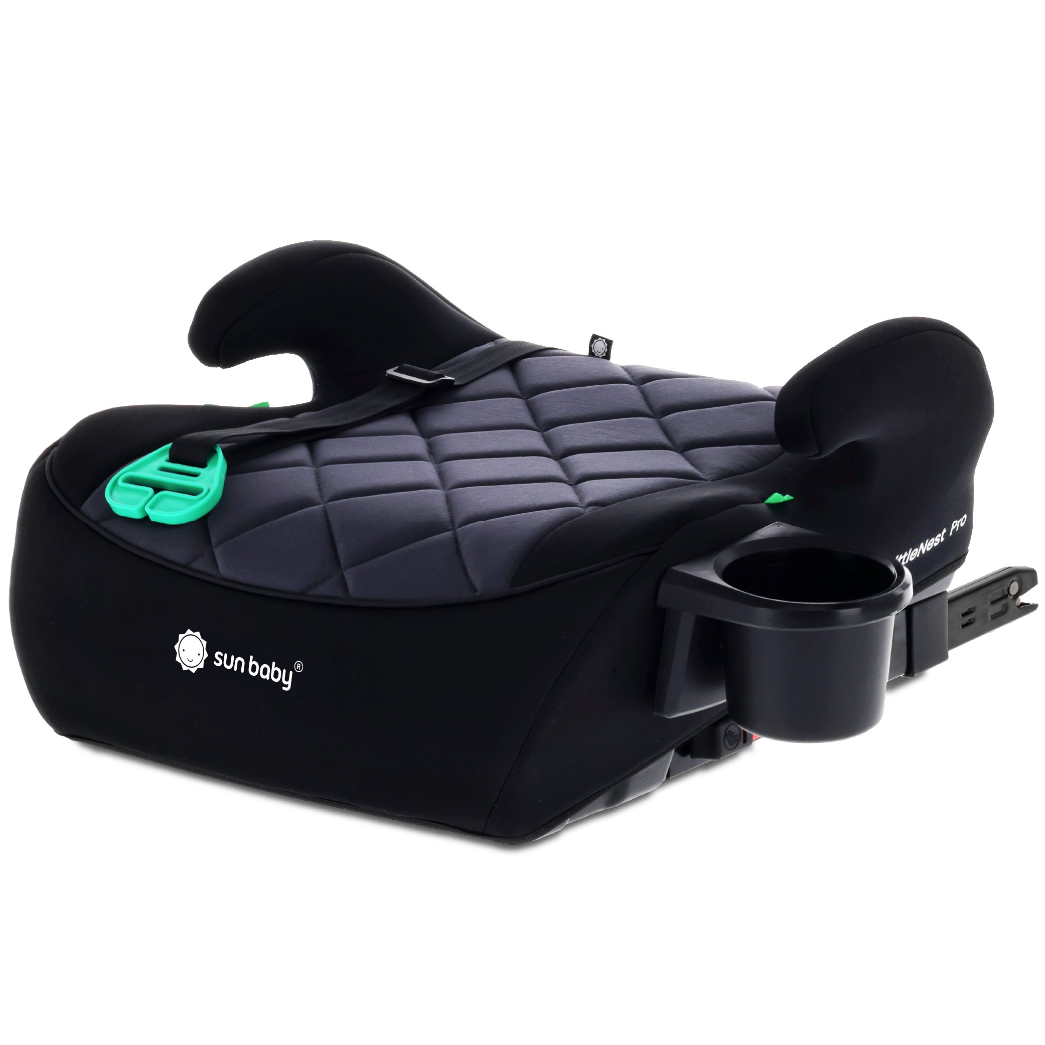 Podstawka samochodowa Fotelik Booster Siedzisko samochodowe ISOFIX I-SIZE 125-150 cm Uchwyt na kubek LittleNestPro czarny Sun Baby