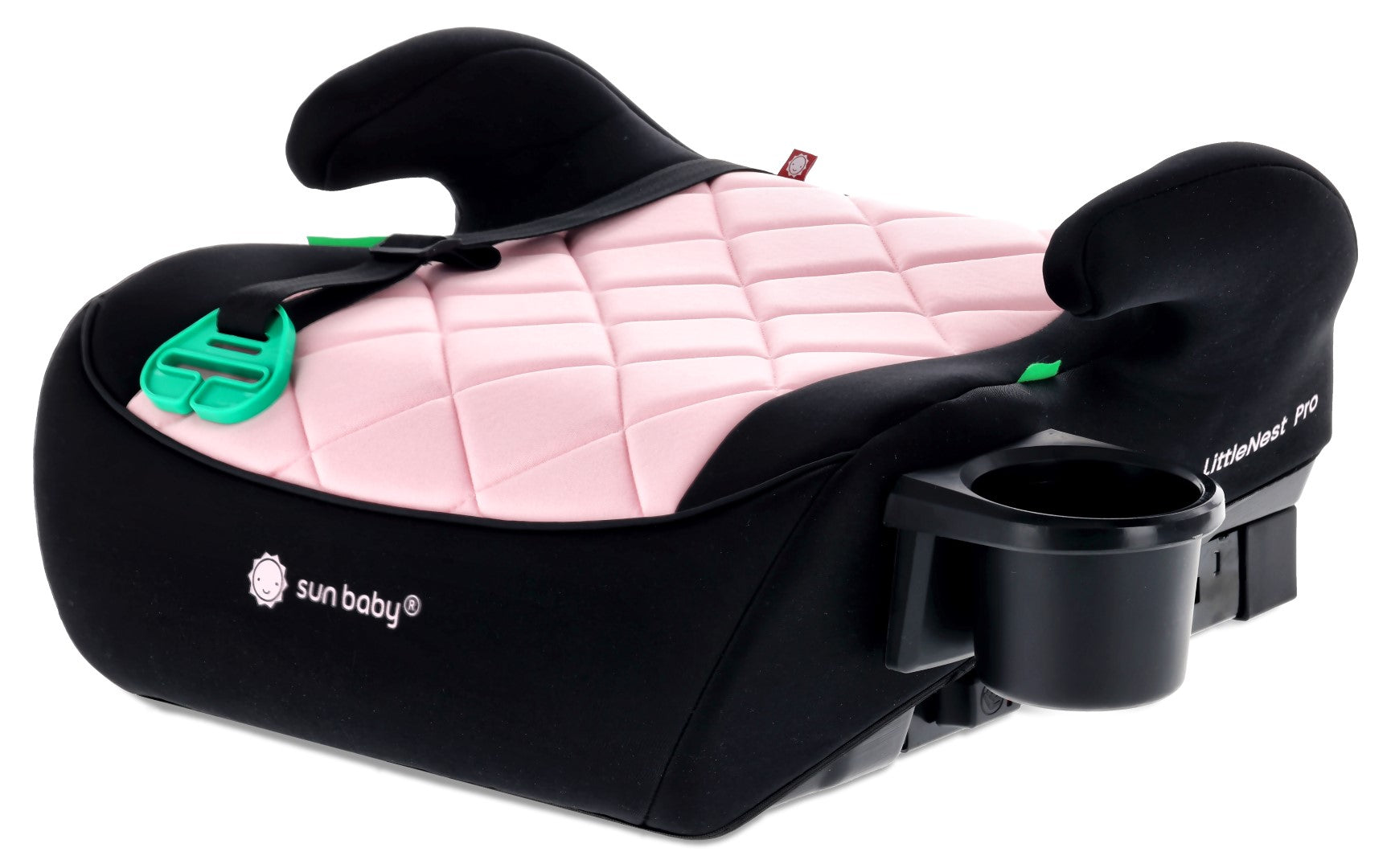 Fotelik samochodowy, Podstawka, poddupnik, Siedzisko samochodowe I-Size ISOFIX I-SIZE 125-150 cm Uchwyt na kubek LittleNestPro czarny różowy Sun Baby