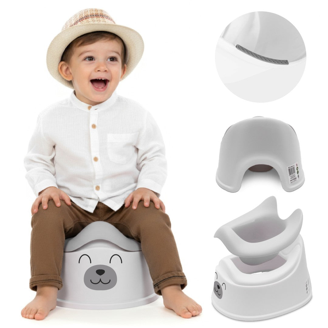 Sun Baby Anti-slip Potty with Removable Insert, Stable, Teddy Bear Stickers, Gray, White