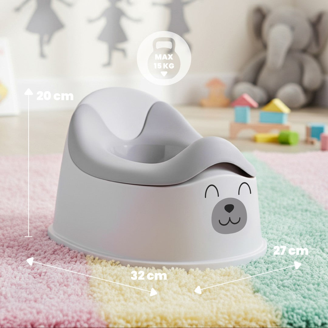 Sun Baby Anti-slip Potty with Removable Insert, Stable, Teddy Bear Stickers, Gray, White