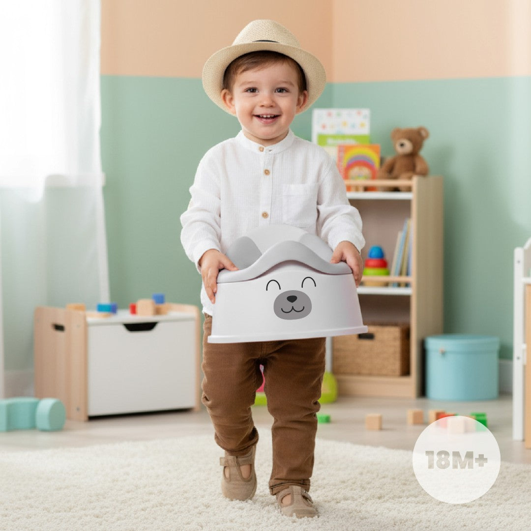 Sun Baby Anti-slip Potty with Removable Insert, Stable, Teddy Bear Stickers, Gray, White