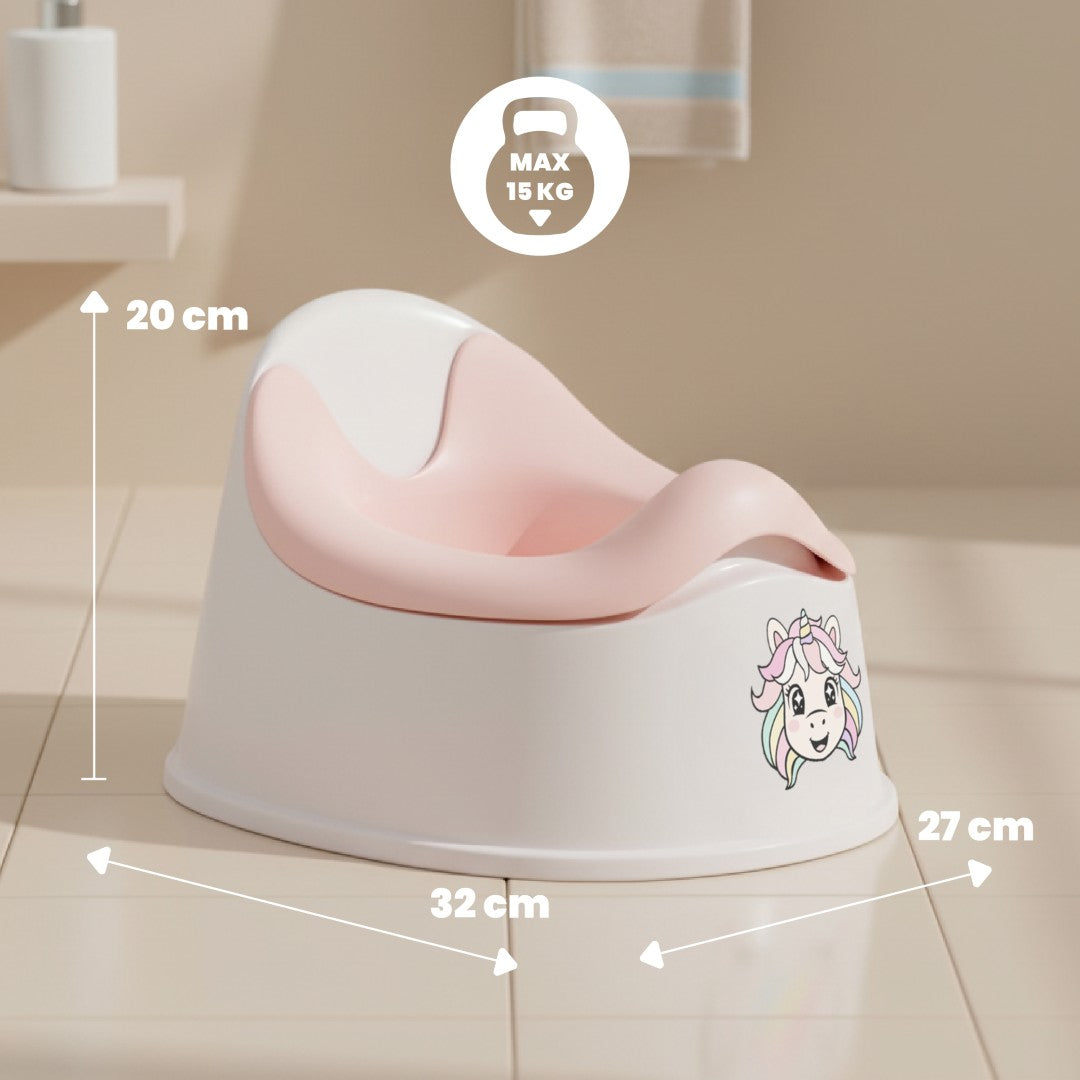 Nocnik dla dzieci antypoślizgowy z wyjmowanym wkładem Stabilny NAKLEJKI Jednorożec różowy biały Sun Baby