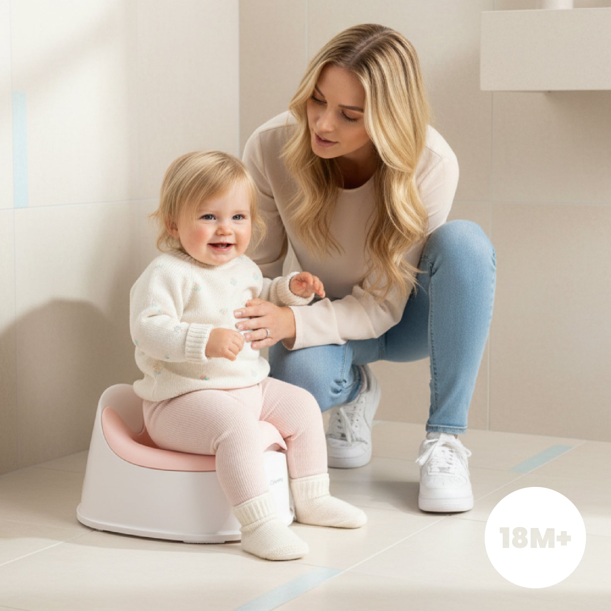 Nocnik dla dzieci antypoślizgowy z wyjmowanym wkładem Stabilny biało różowy Sun Baby