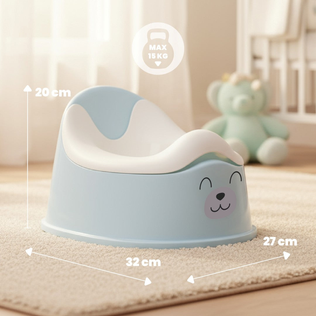 Nocnik dla dzieci antypoślizgowy z wyjmowanym wkładem Stabilny naklejki Miś niebieski biały Sun Baby