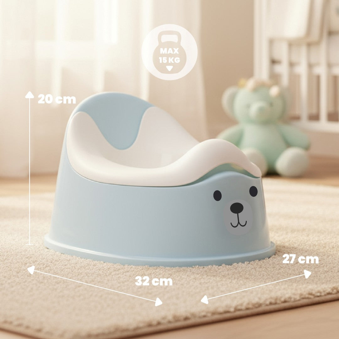 Kindertöpfchen, rutschfest, mit herausnehmbarem Einsatz, stabilen Aufklebern, Bär, blau, weiß, Sun Baby