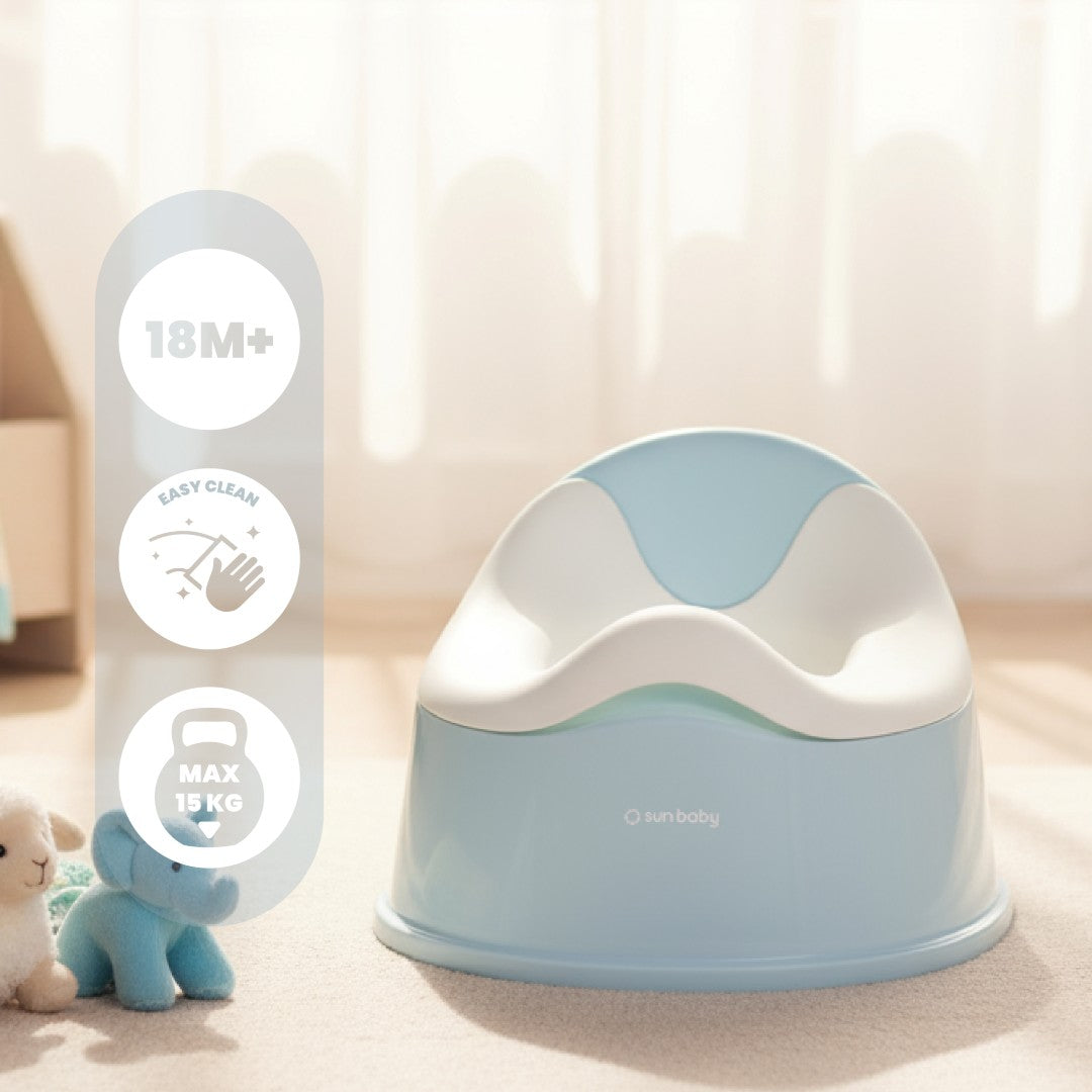 Nocnik dla dzieci antypoślizgowy z wyjmowanym wkładem Stabilny niebieski biały Sun Baby