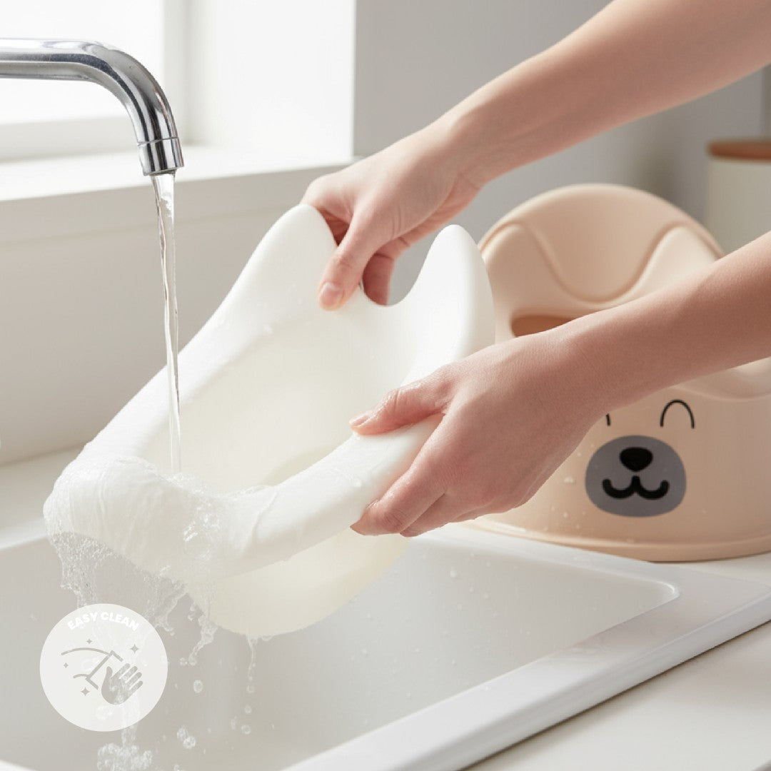 Nocnik dla dzieci antypoślizgowy z wyjmowanym wkładem Stabilny naklejki Miś beżowy biały Sun Baby