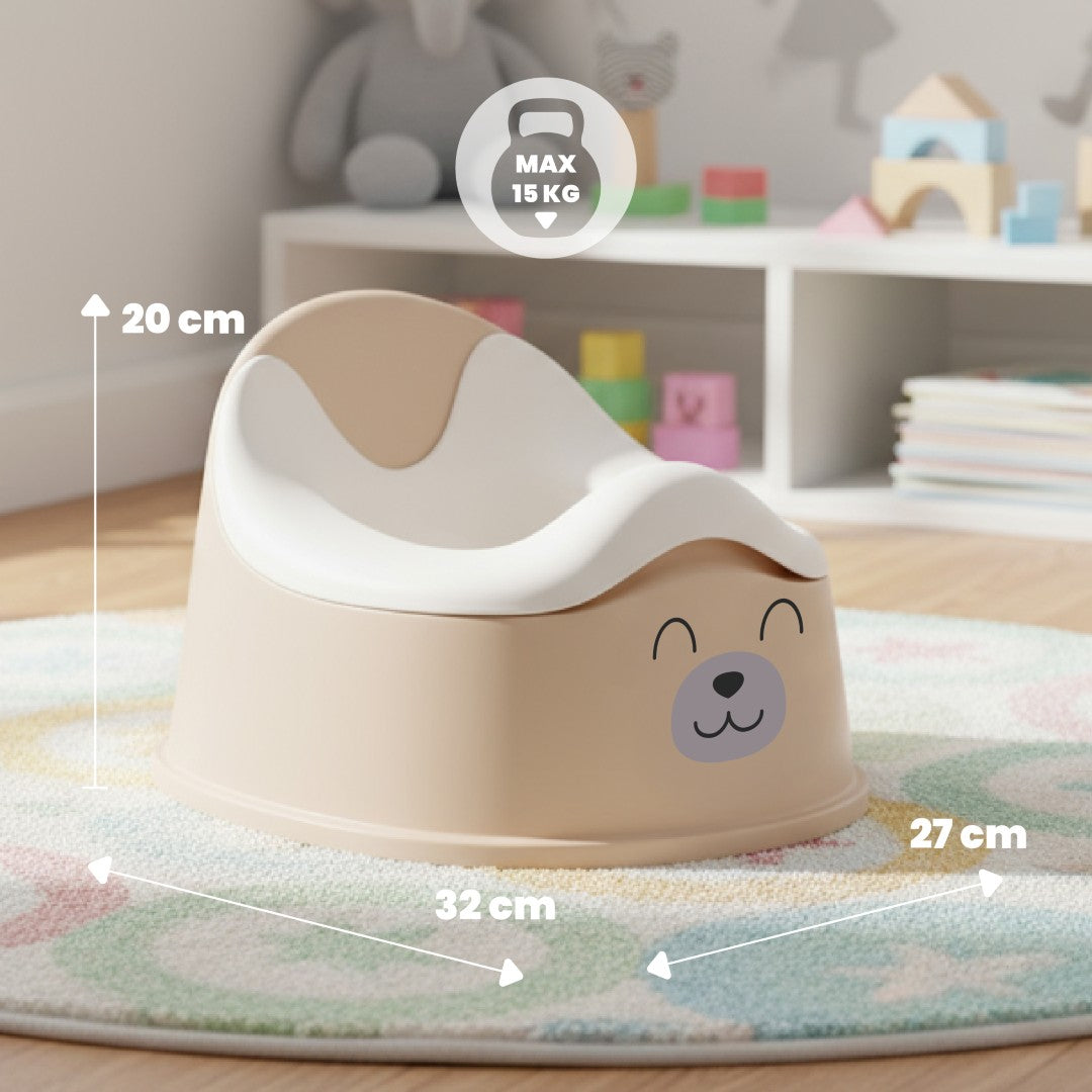 Nocnik dla dzieci antypoślizgowy z wyjmowanym wkładem Stabilny naklejki Miś beżowy biały Sun Baby