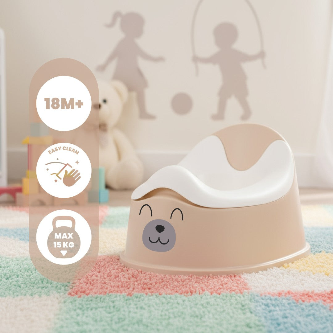 Nocnik dla dzieci antypoślizgowy z wyjmowanym wkładem Stabilny naklejki Miś beżowy biały Sun Baby