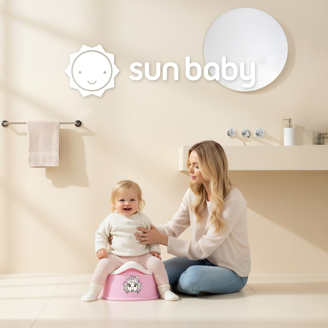 Nocnik dla dzieci antypoślizgowy z wyjmowanym wkładem Stabilny NAKLEJKI Jednorożec ciemny róż Sun Baby