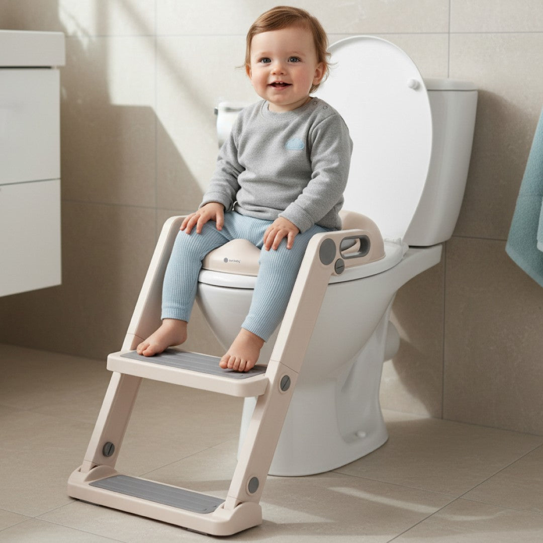 Nakładka na sedes sedesowa na wc sedes dla dziecka Podest drabinka miękka deska Podnóżek biały szary Sun Baby