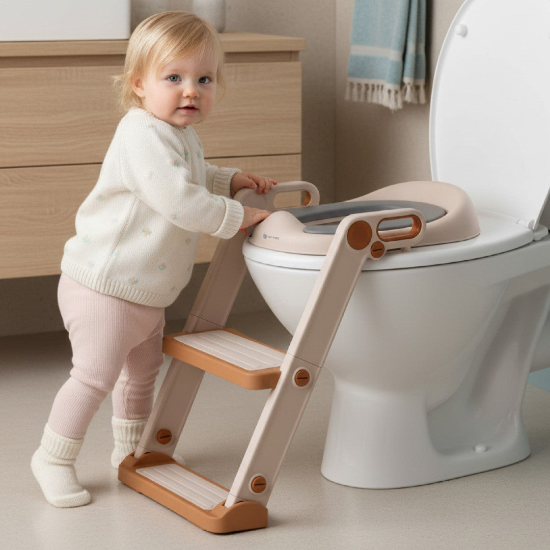 Nakładka na sedes sedesowa na wc sedes dla dziecka Podest drabinka miękka deska Podnóżek biały złoty Sun Baby