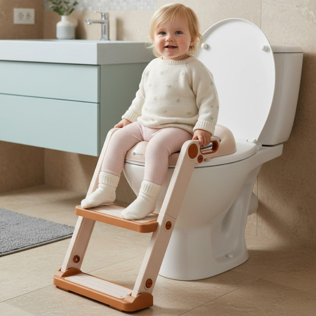 Nakładka na sedes sedesowa na wc sedes dla dziecka Podest drabinka miękka deska Podnóżek biały złoty Sun Baby