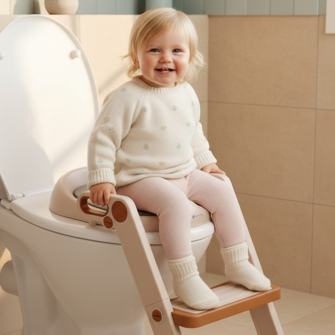 Nakładka na sedes sedesowa na wc sedes dla dziecka Podest drabinka miękka deska Podnóżek biały złoty Sun Baby