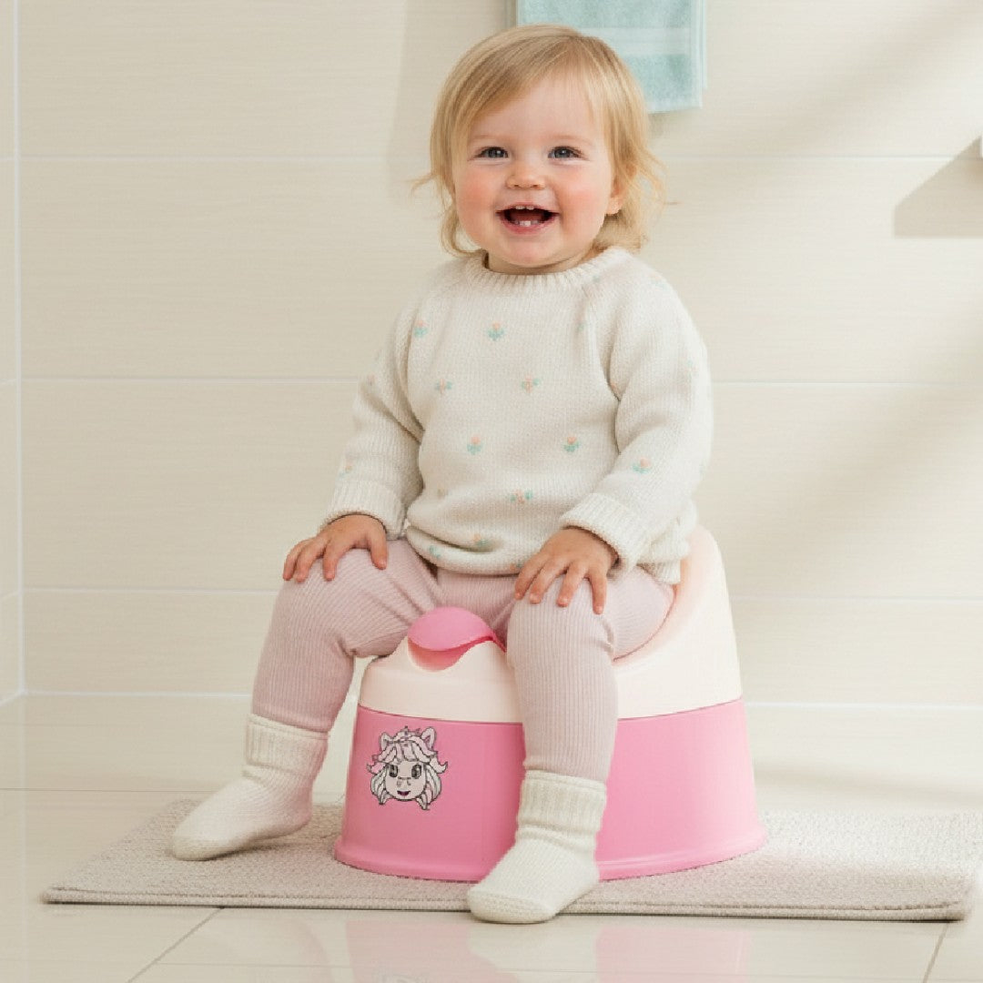 Nocnik dla dzieci antypoślizgowy z wyjmowanym wkładem Naklejki lekki wysoki stabilny NESTPOT różowy biały Unicorn Sun Baby