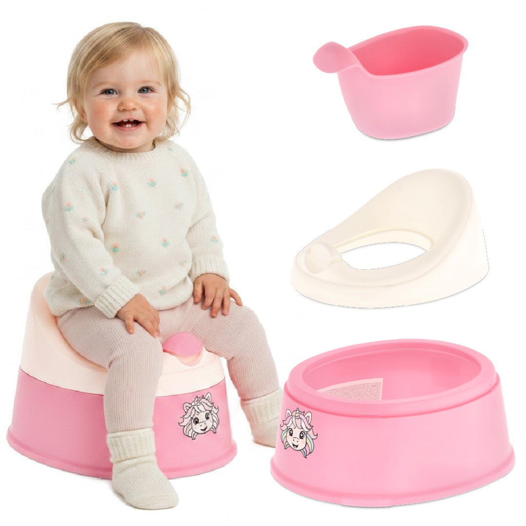 Nocnik dla dzieci antypoślizgowy z wyjmowanym wkładem Naklejki lekki wysoki stabilny NESTPOT różowy biały Unicorn Sun Baby