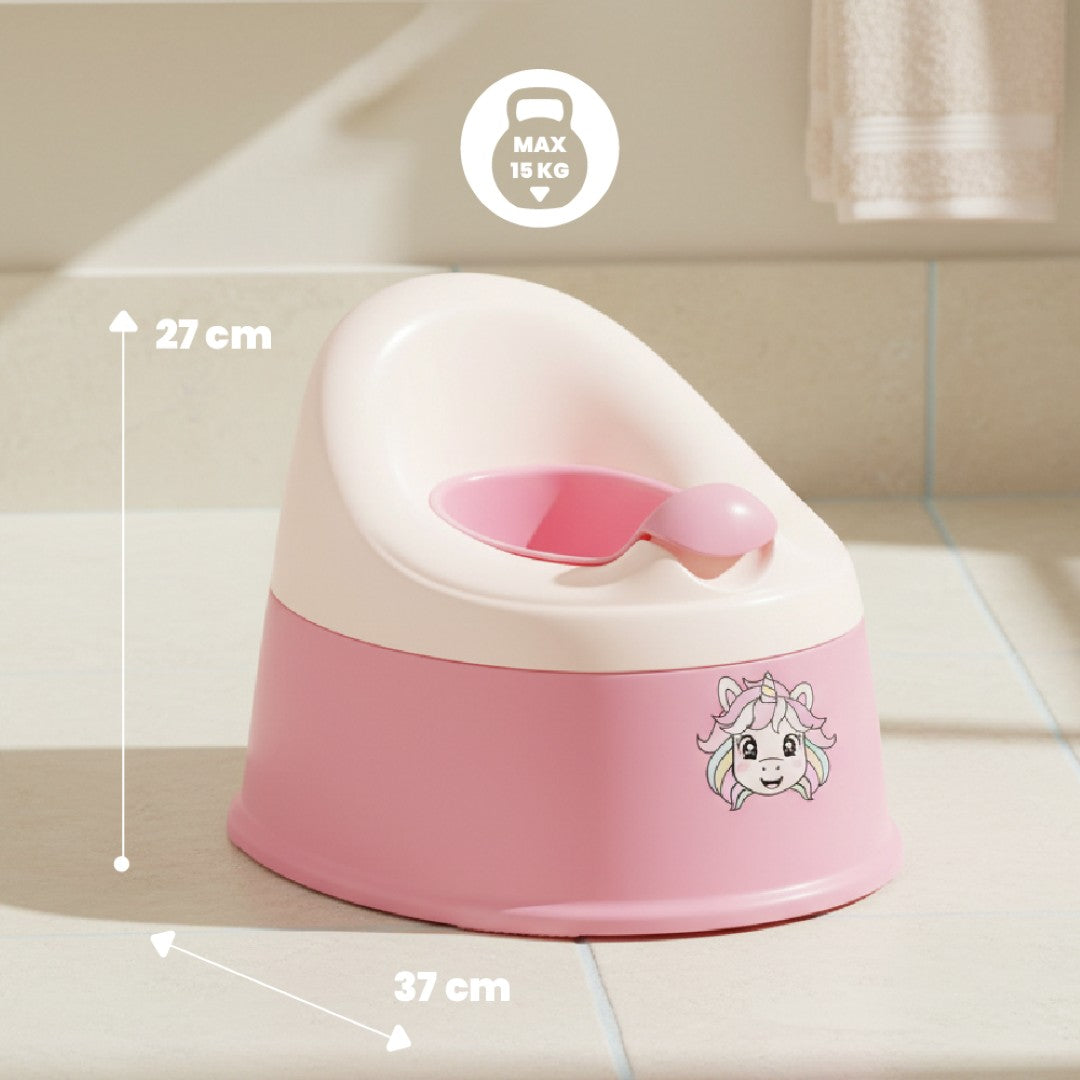 Nocnik dla dzieci antypoślizgowy z wyjmowanym wkładem Naklejki lekki wysoki stabilny NESTPOT różowy biały Unicorn Sun Baby