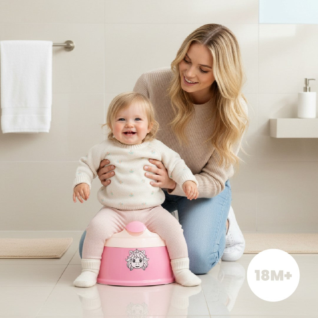 Nocnik dla dzieci antypoślizgowy z wyjmowanym wkładem Naklejki lekki wysoki stabilny NESTPOT różowy biały Unicorn Sun Baby
