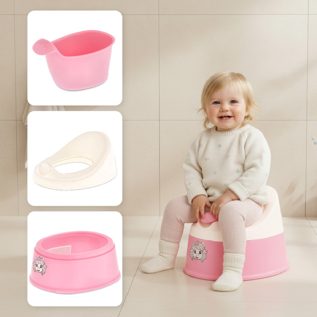 Nocnik dla dzieci antypoślizgowy z wyjmowanym wkładem Naklejki lekki wysoki stabilny NESTPOT różowy biały Unicorn Sun Baby