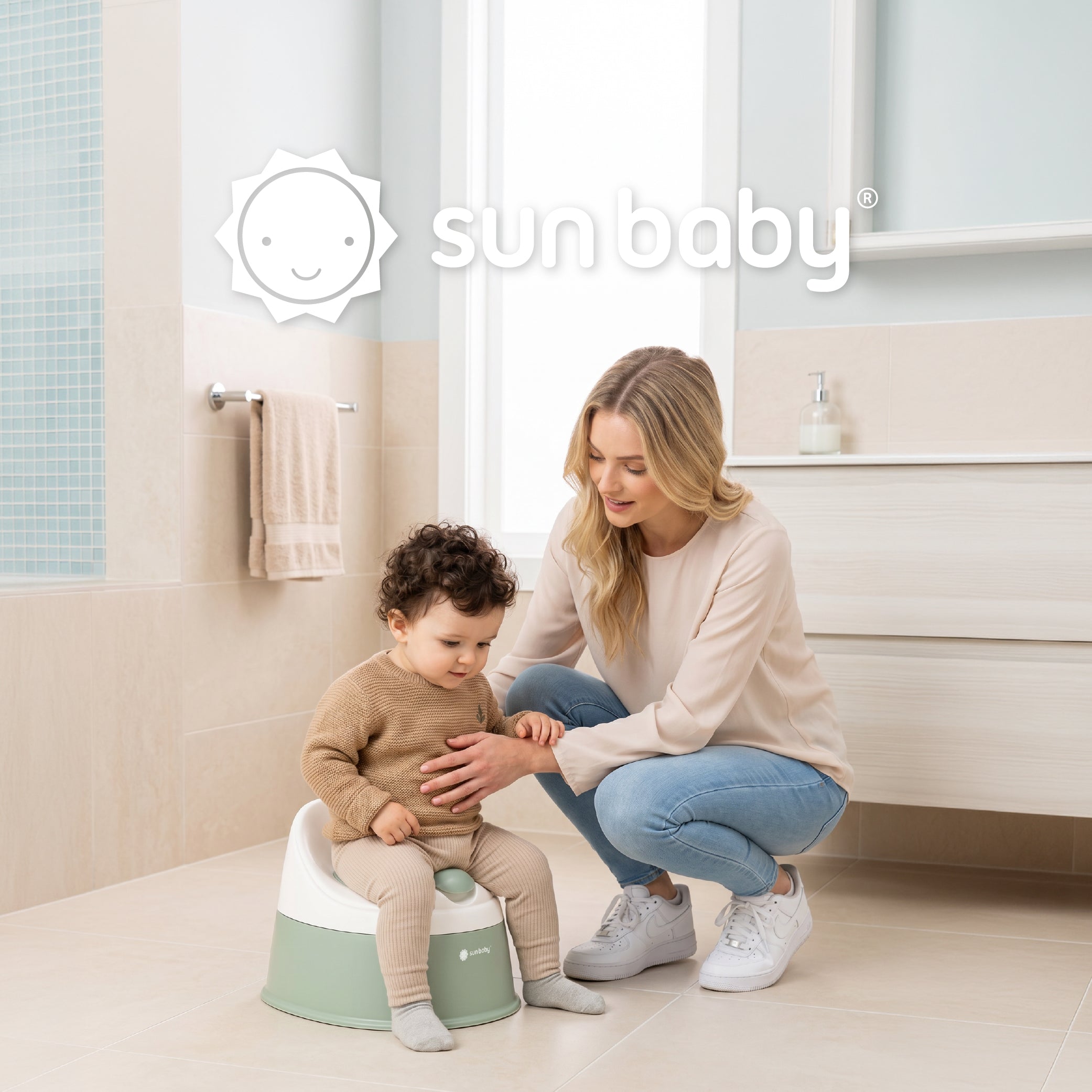 Nocnik dla dzieci antypoślizgowy z wyjmowanym wkładem lekki wysoki stabilny NESTPOT zielony biały Sun Baby