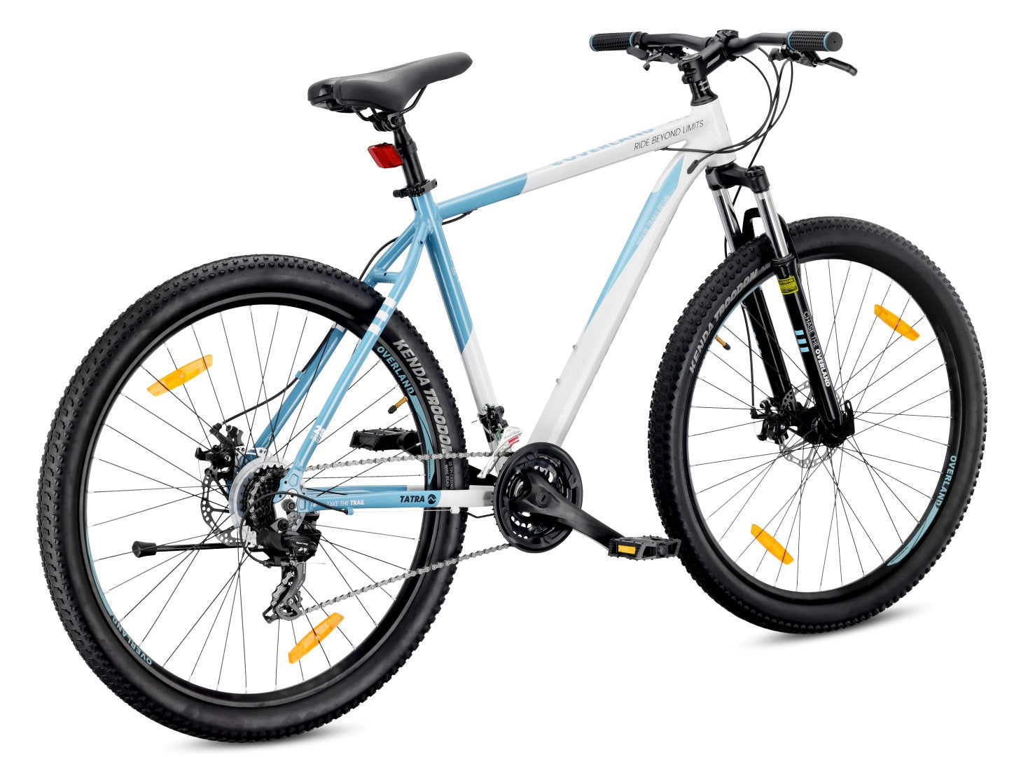 Mountainbike MTB 29 Zoll KENDA Shimano Aluminium Leichtbauweise 21 Gänge Stoßdämpfer Scheibenbremsen Rahmengröße L 21 Zoll Tatra Bikes Overland weiß blau 