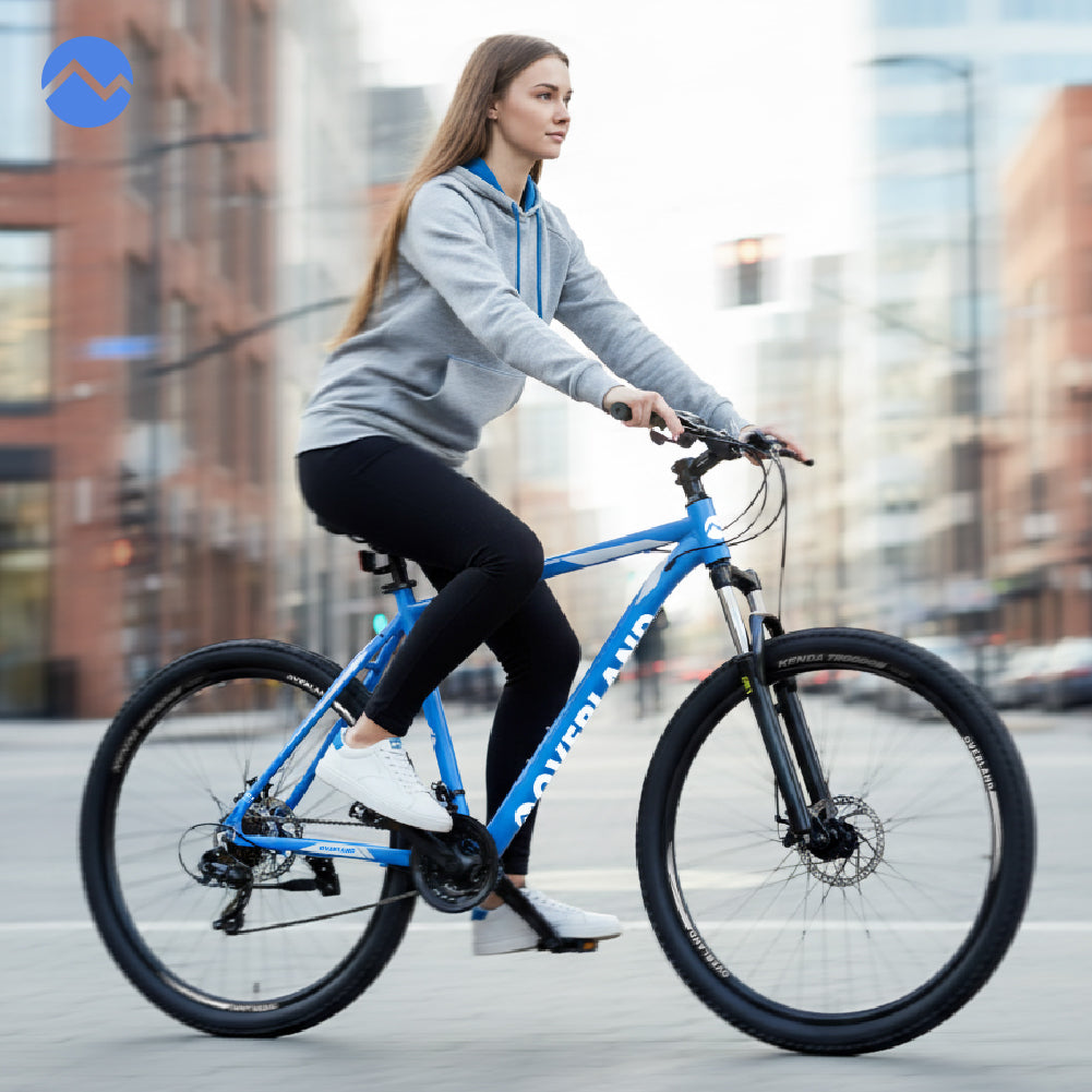 KENDA 29-Zoll-Mountainbike, Shimano-Schaltung, Aluminium, leicht, 21 Gänge, Stoßdämpfer, Scheibenbremsen, Rahmengröße L, 21 Zoll, Tatra Bikes Overland, blau matt 