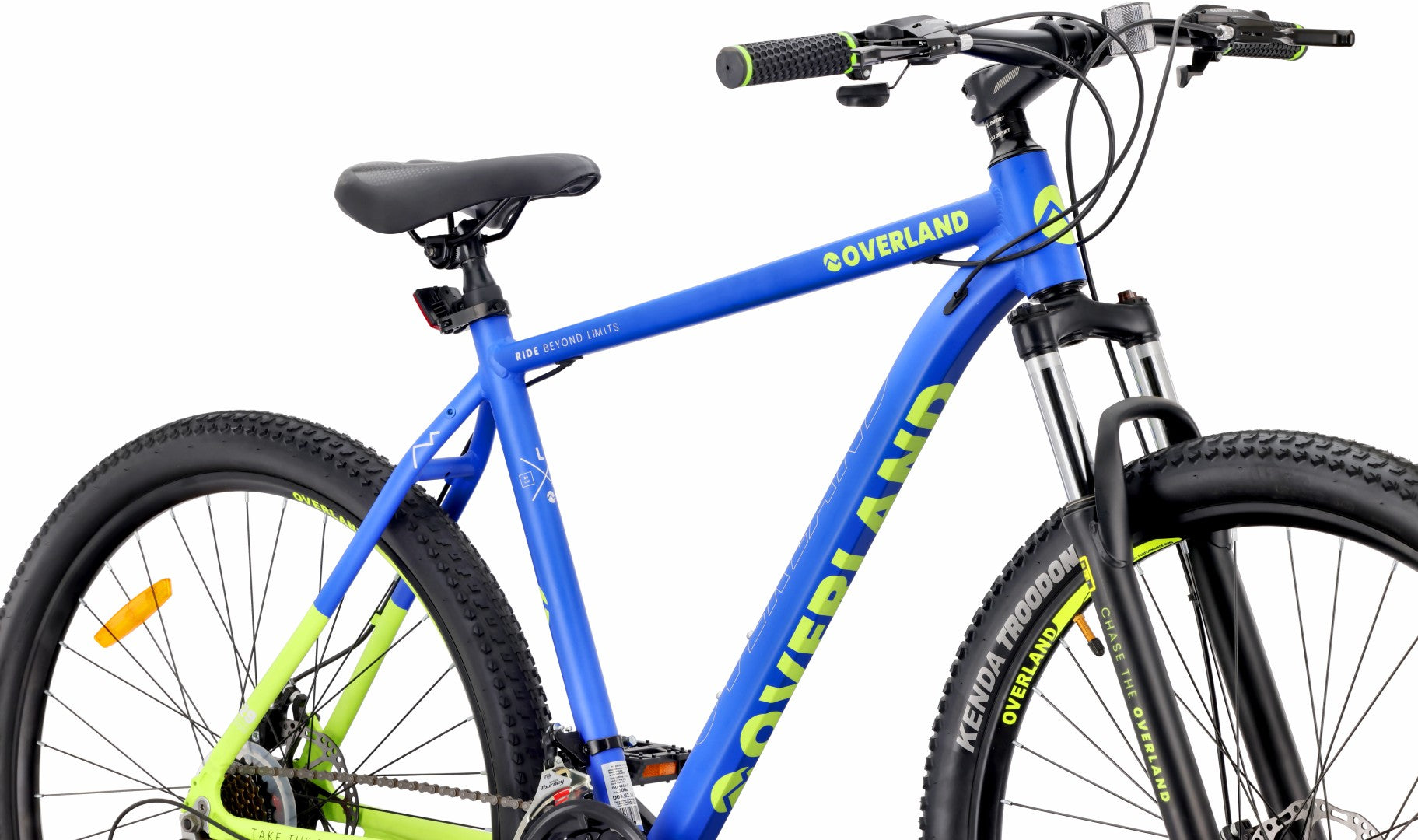 Mountainbike MTB 29 Zoll KENDA Shimano Aluminium Leichtbauweise 21 Gänge Stoßdämpfer Scheibenbremsen Rahmengröße L 21 Zoll Tatra Bikes Overland Blau Zitrone Matt 