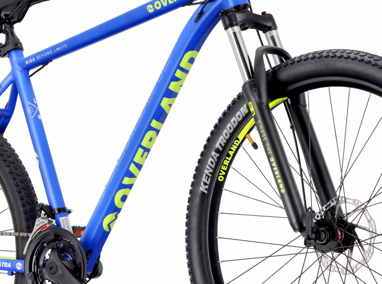 Mountainbike MTB 29 Zoll KENDA Shimano Aluminium Leichtbauweise 21 Gänge Stoßdämpfer Scheibenbremsen Rahmengröße L 21 Zoll Tatra Bikes Overland Blau Zitrone Matt 