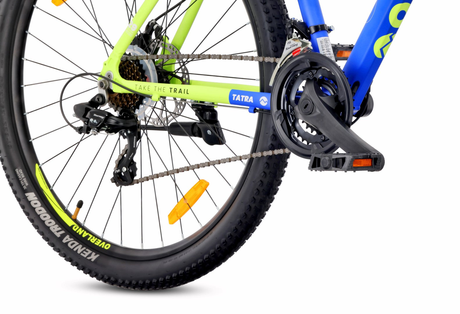 Mountainbike MTB 29 Zoll KENDA Shimano Aluminium Leichtbauweise 21 Gänge Stoßdämpfer Scheibenbremsen Rahmengröße L 21 Zoll Tatra Bikes Overland Blau Zitrone Matt 