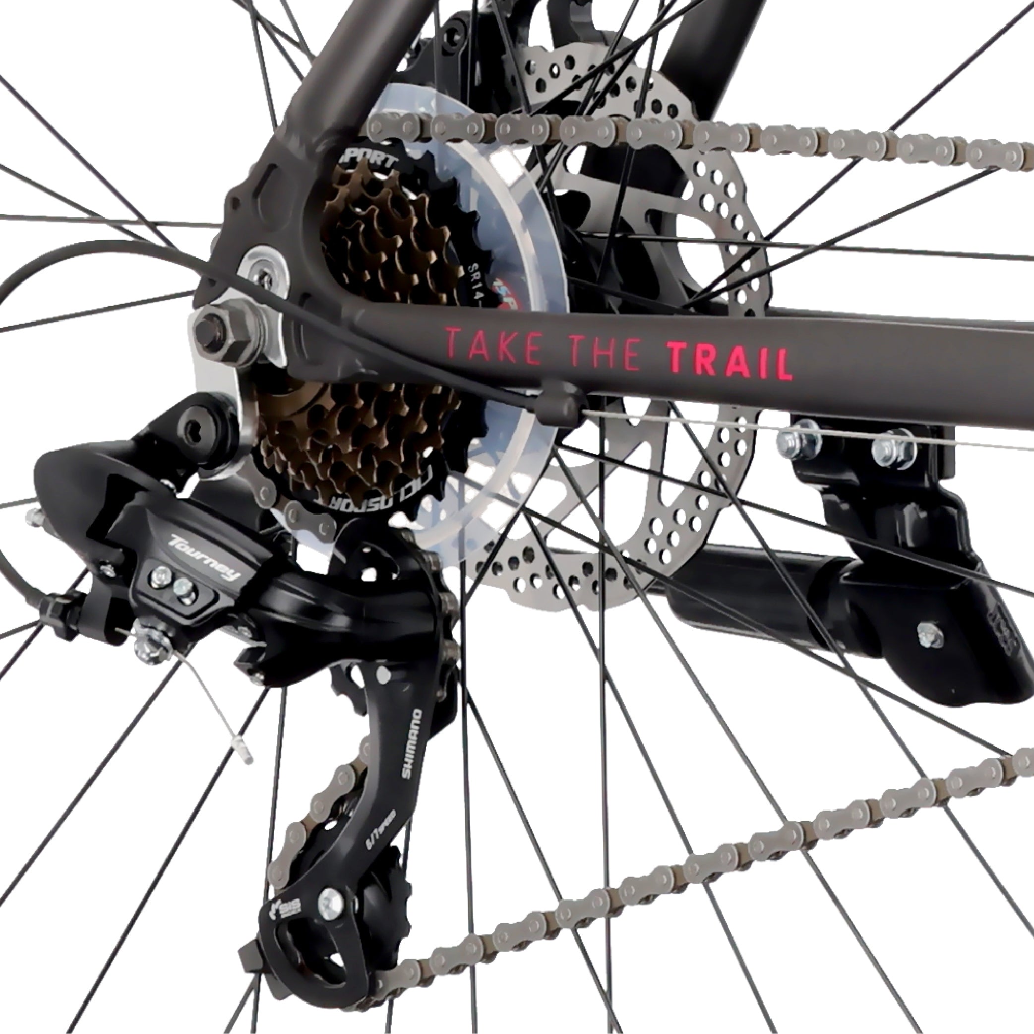 Rower górski MTB 29 cali KENDA Shimano Aluminium Lekki 21 biegów Amortyzator Hamulce tarczowe Rama L 21 cali Tatra Bikes Overland czarny fuksja matowy