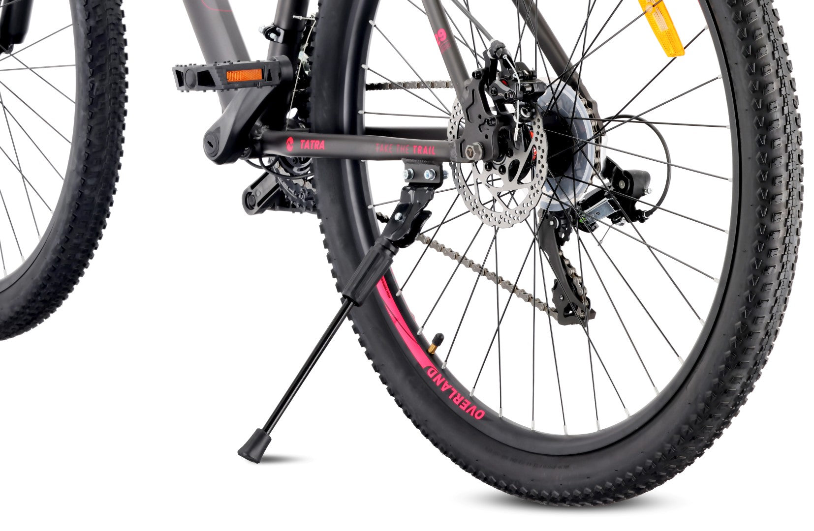 Rower górski MTB 29 cali KENDA Shimano Aluminium Lekki 21 biegów Amortyzator Hamulce tarczowe Rama L 21 cali Tatra Bikes Overland czarny fuksja matowy