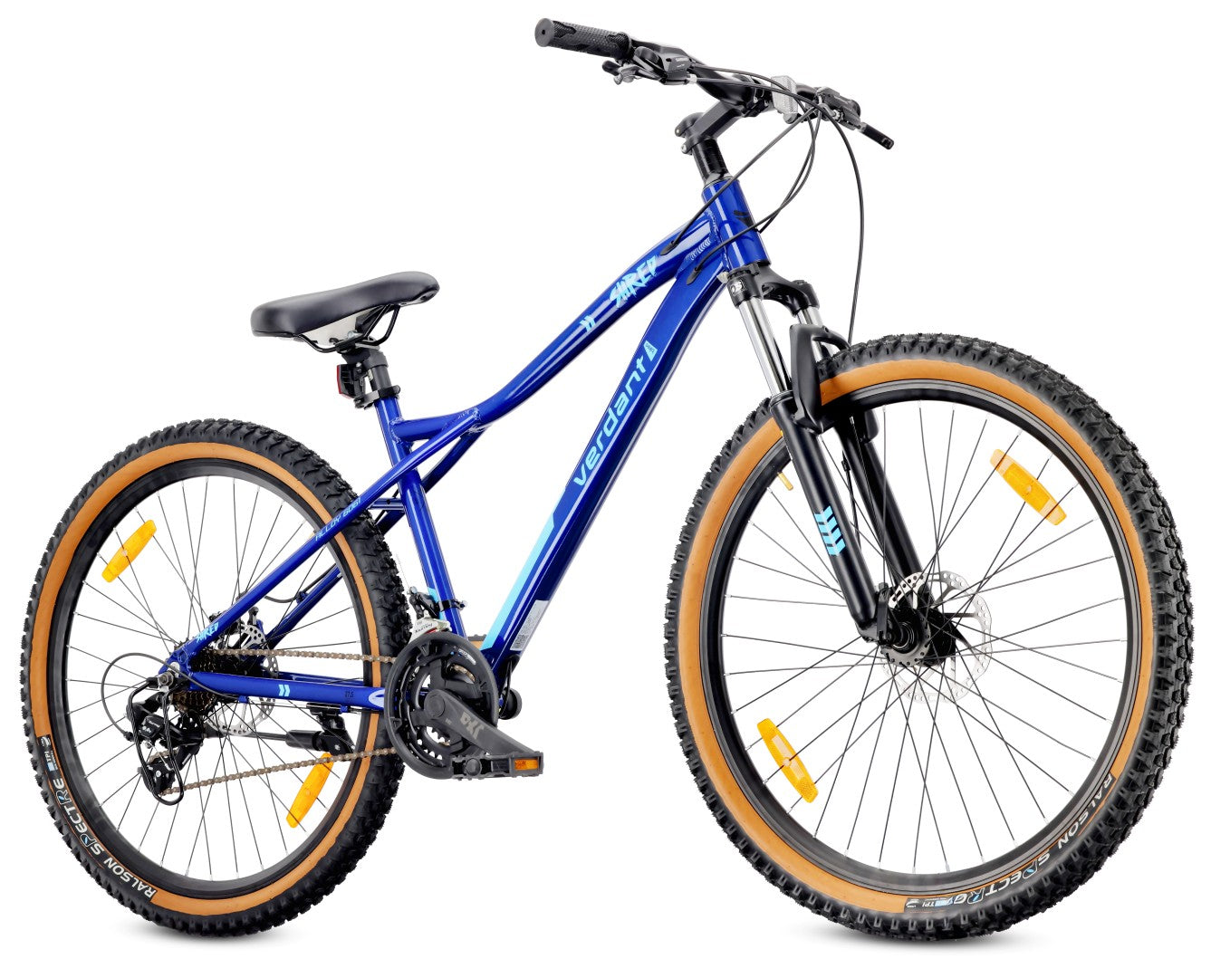 Rower górski MTB 27.5 cala 21 biegów na Komunię Aluminium Lekki Amortyzator Hamulce tarczowe Shimano Rama M 17 cali Verdant Shred niebieski