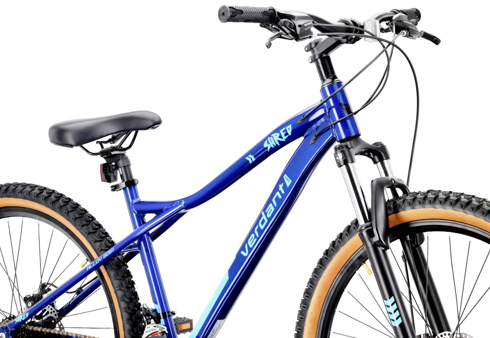 Rower górski MTB 27.5 cala 21 biegów na Komunię Aluminium Lekki Amortyzator Hamulce tarczowe Shimano Rama M 17 cali Verdant Shred niebieski