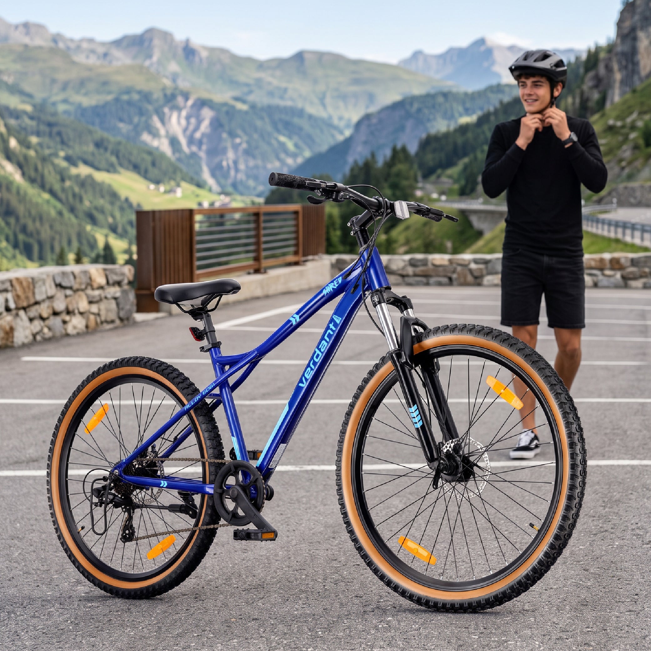 Rower górski MTB 27.5 cala 21 biegów na Komunię Aluminium Lekki Amortyzator Hamulce tarczowe Shimano Rama M 17 cali Verdant Shred niebieski