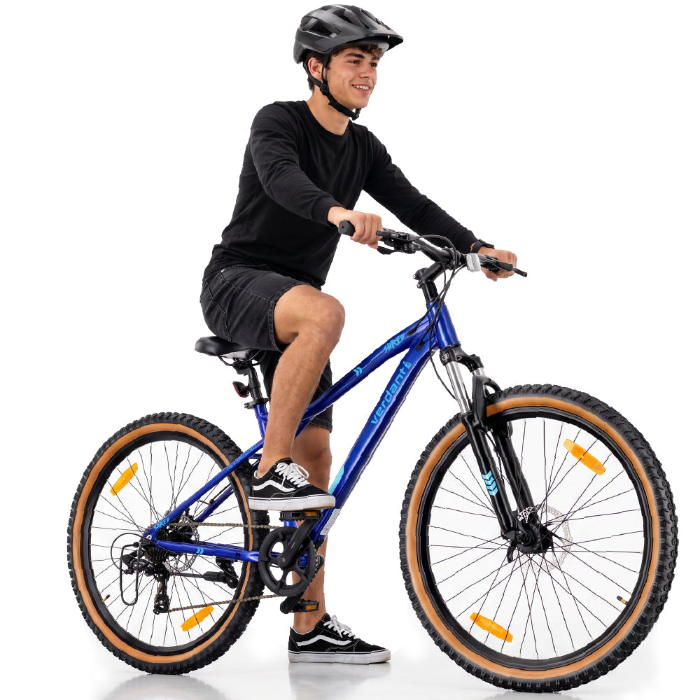 Rower górski MTB 27.5 cala 7 biegów na Komunię Aluminium Lekki Amortyzator Hamulce tarczowe Shimano Rama M 17 cali Verdant Shred niebieski
