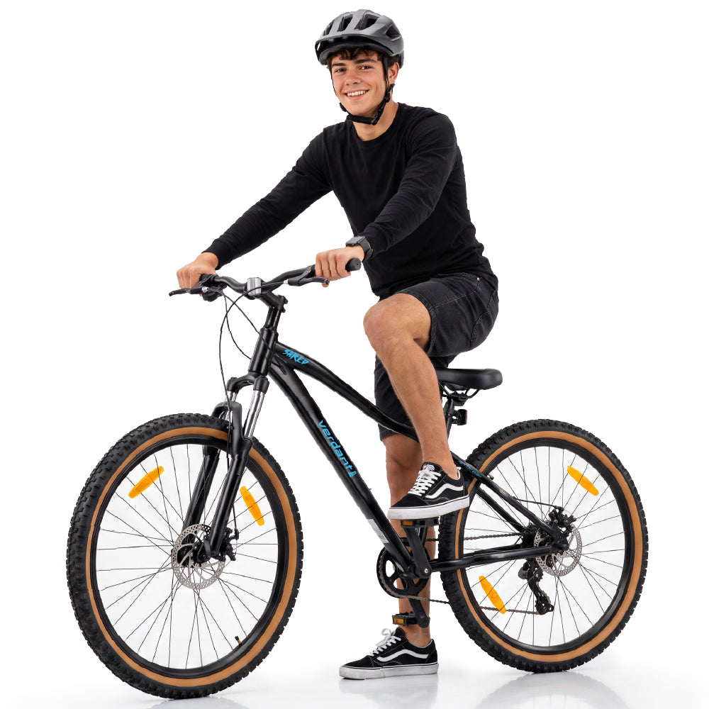 Rower górski MTB 27.5 cala 7 biegów na Komunię Aluminium Lekki Amortyzator Hamulce tarczowe Shimano Rama M 17 cali Verdant Shred czarny