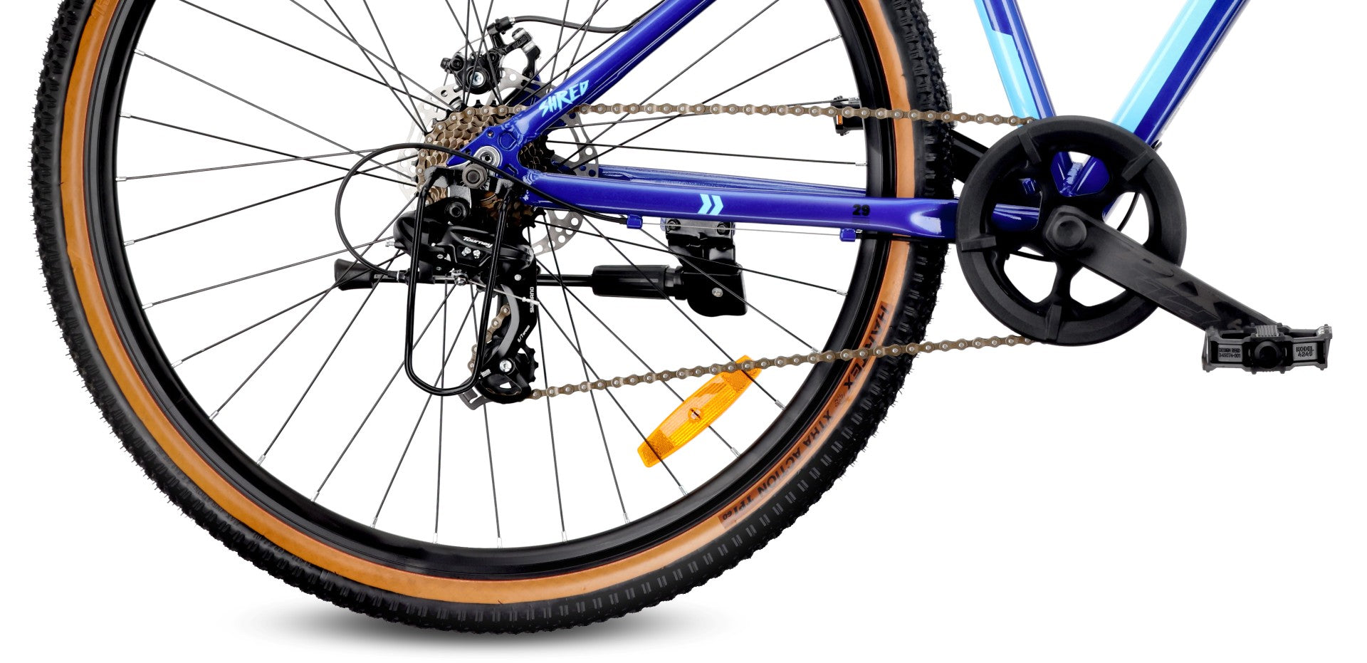Rower górski MTB 29 cali 7 biegów Aluminium Lekki Amortyzator Hamulce tarczowe Shimano Rama L 19 cali Verdant Shred niebieski