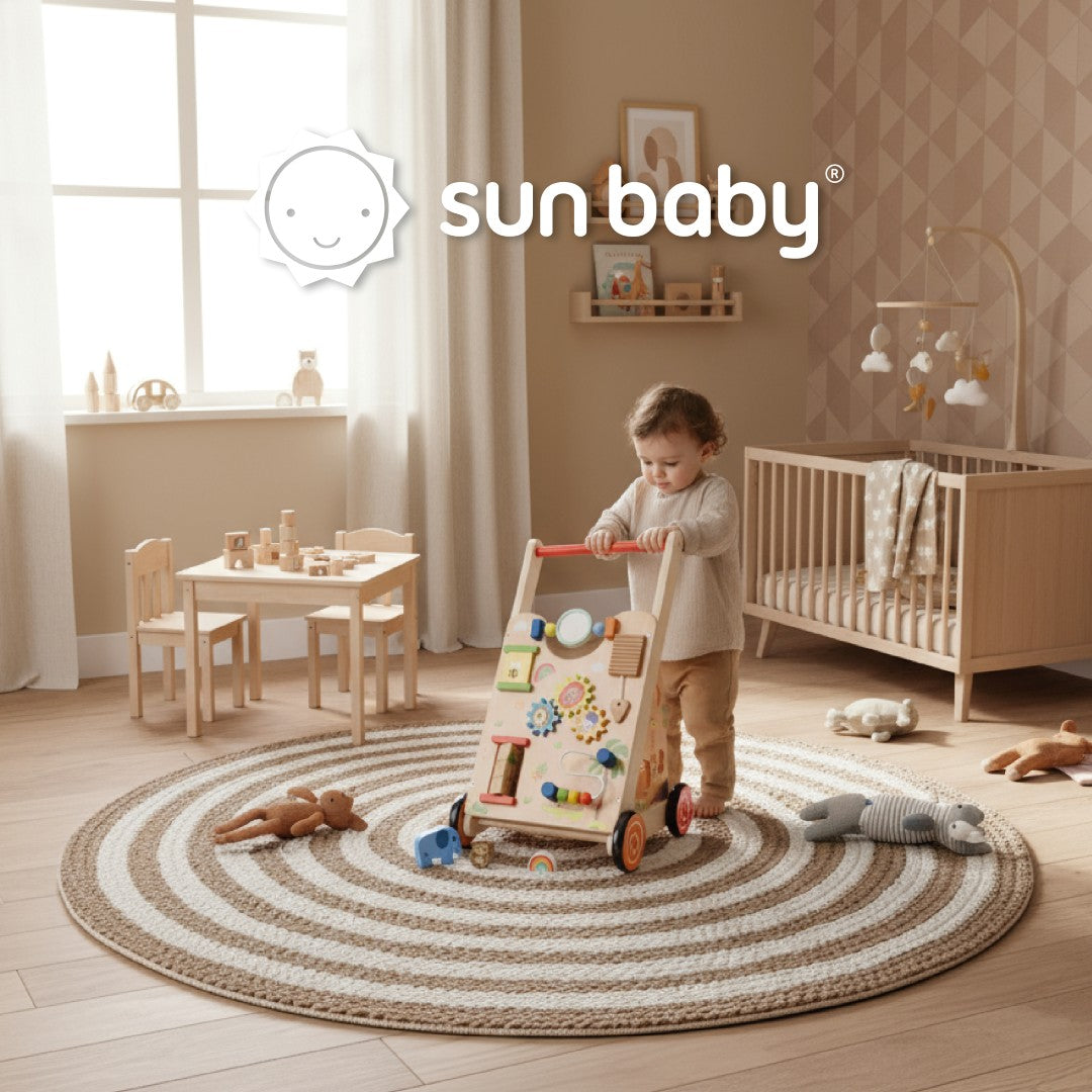 Pchacz dla dziecka 2w1 drewniany chodzik interaktywny XXL, tablica manipulacyjna