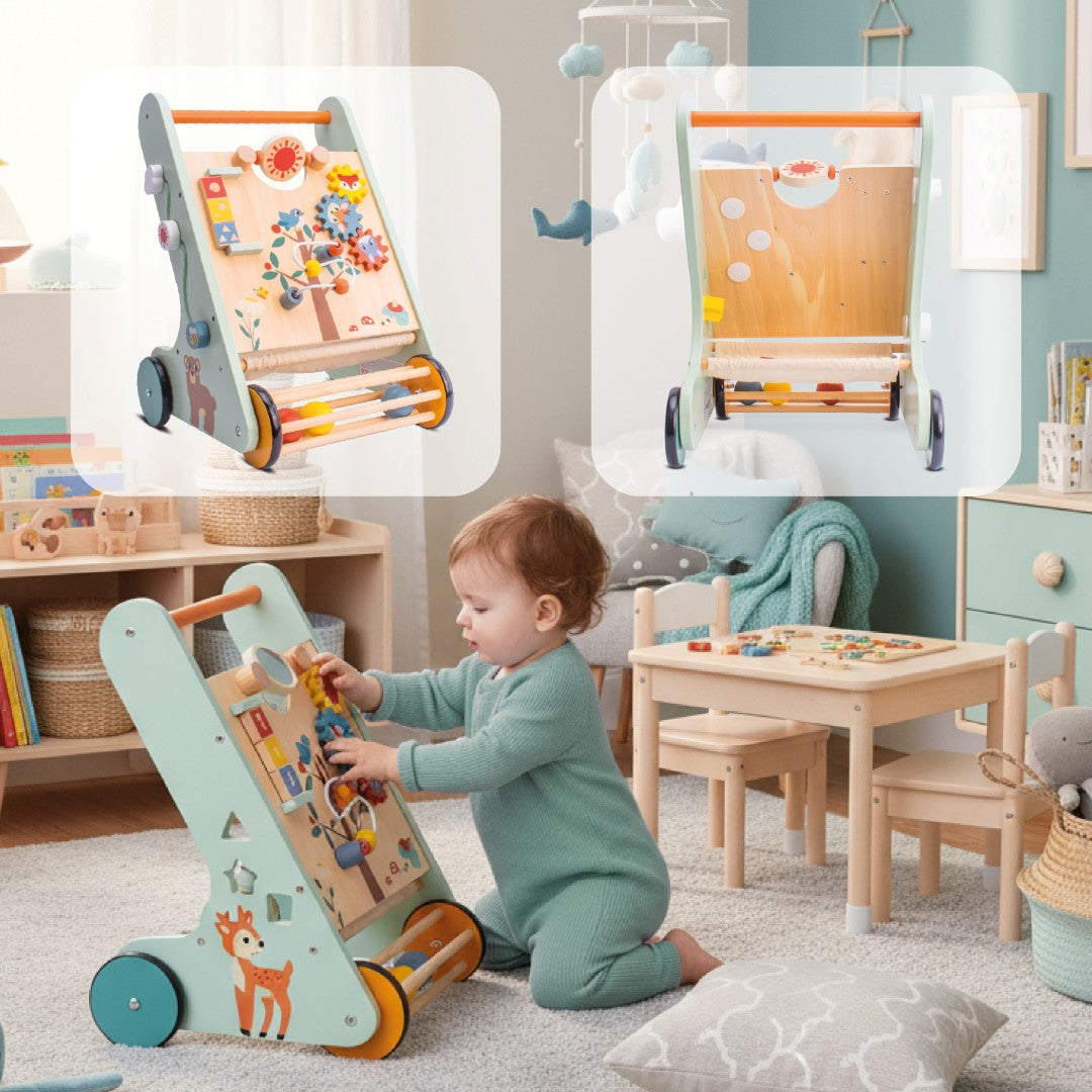 Chodzik jeździk Pchacz drewniany dla dziecka Sorter interaktywny GIGANT XXL 48 cm