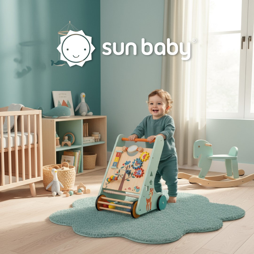 Chodzik jeździk Pchacz drewniany dla dziecka Sorter interaktywny GIGANT XXL 48 cm