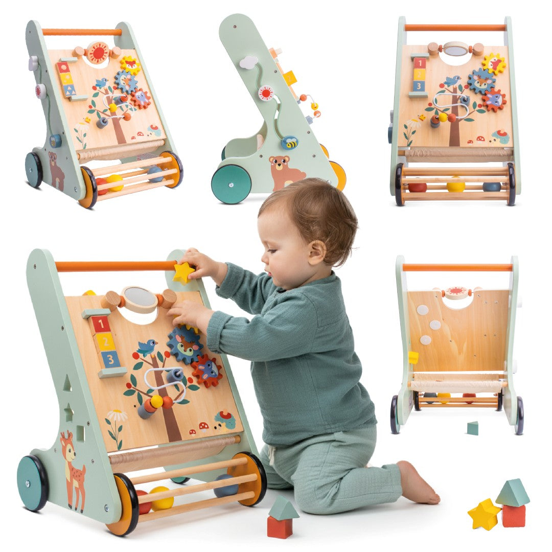 Chodzik jeździk Pchacz drewniany dla dziecka Sorter interaktywny GIGANT XXL 48 cm