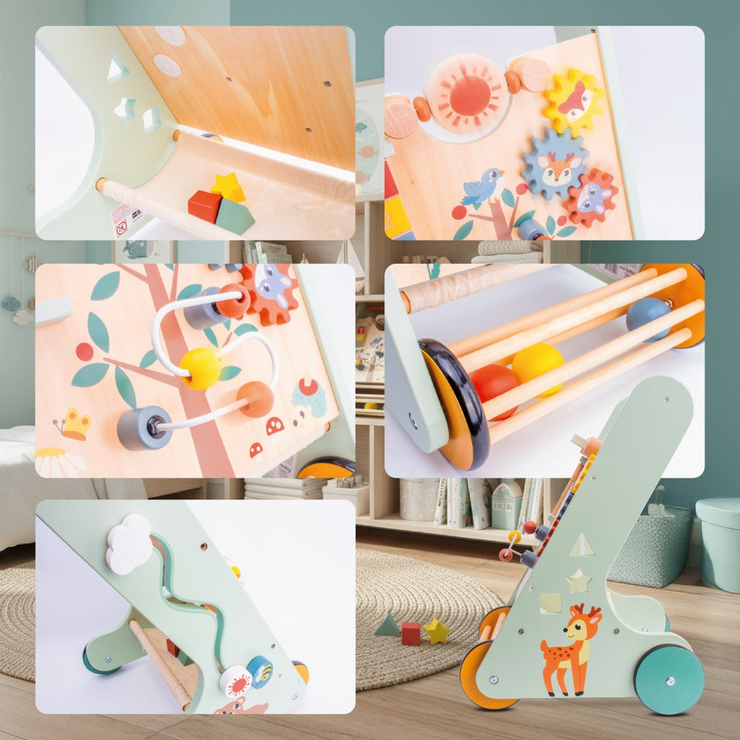 Chodzik jeździk Pchacz drewniany dla dziecka Sorter interaktywny GIGANT XXL 48 cm