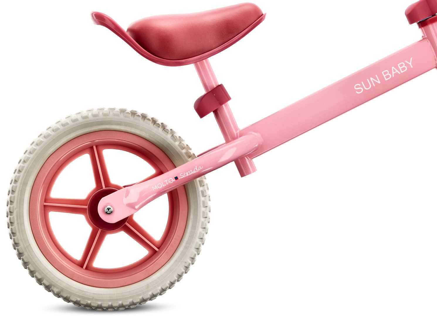 Lekki Rowerek biegowy dla dziewczynki 12 cali 2 lat 3 lat 2,5 kg Molto STRADA Pink candy