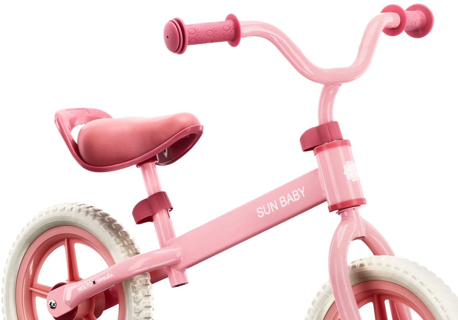 Lekki Rowerek biegowy dla dziewczynki 12 cali 2 lat 3 lat 2,5 kg Molto STRADA Pink candy