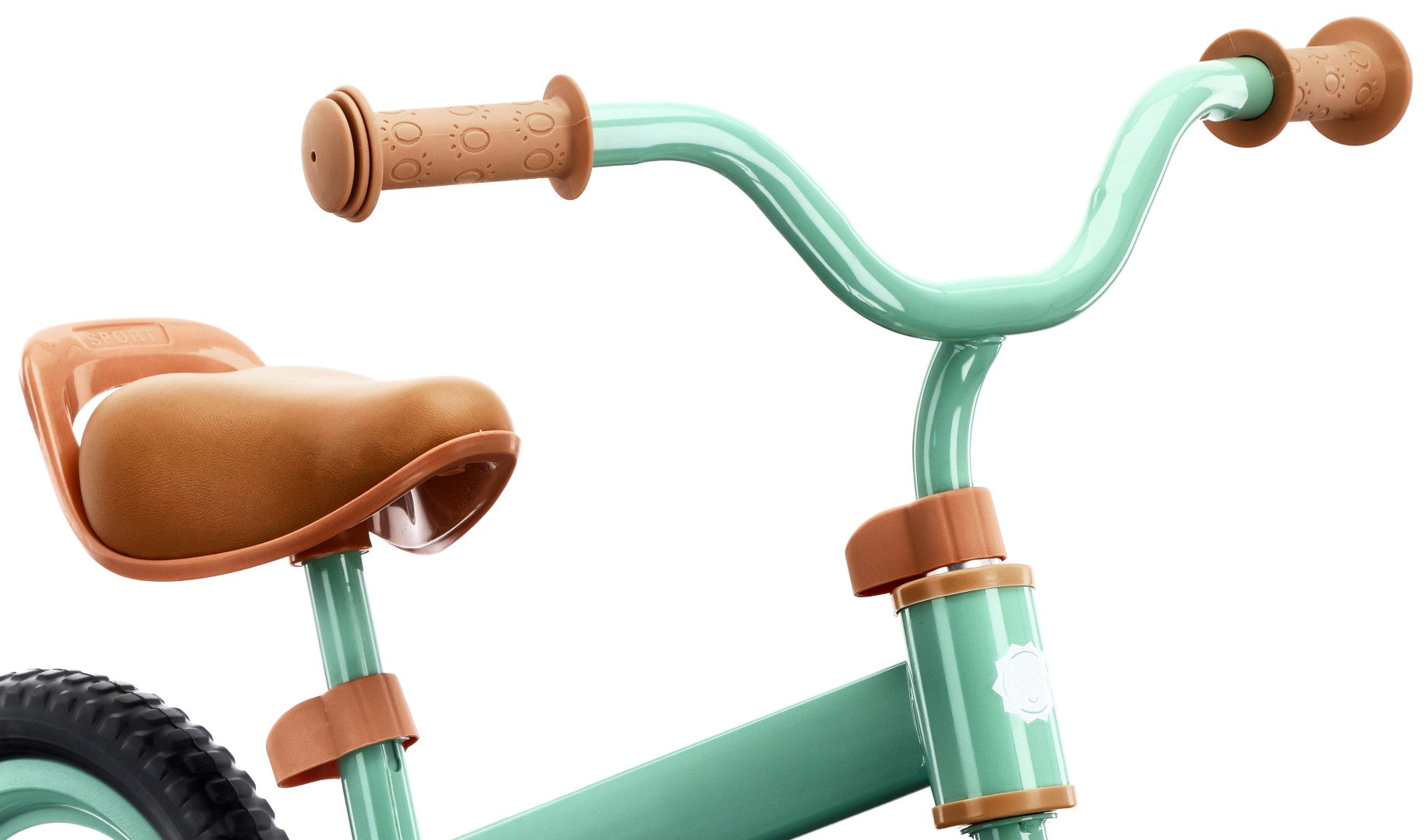 Lekki Rowerek biegowy dla dziecka 12 cali 2 lat 3 lat 2,5 kg Molto STRADA Sage green czarne opony