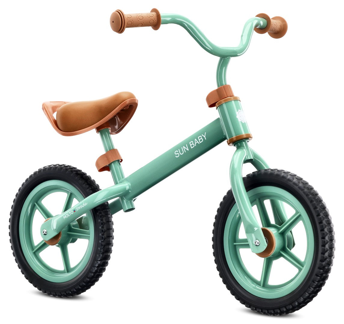 Lekki Rowerek biegowy dla dziecka 12 cali 2 lat 3 lat 2,5 kg Molto STRADA Sage green czarne opony