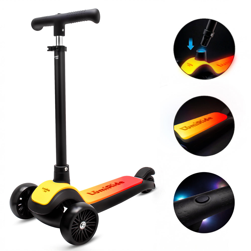LUMI RIDE Hulajnoga trójkołowa balansowa składana regulowana Platforma LED 7 kolorów 20 programów czarny Sun Baby