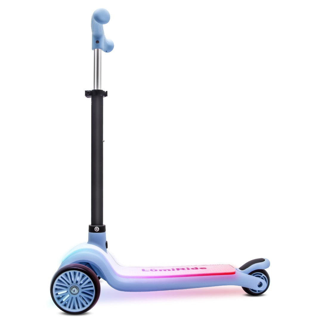 LUMI RIDE 3-Rad-Balance-Scooter, faltbar, verstellbar, LED-Plattform, 7 Farben, 20 Programme, blau, Sun Baby 